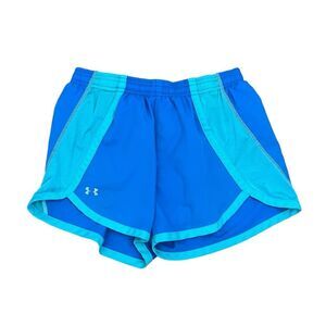 Under Armour Fly-By 2.0 Running Shorts Royal Blue Teal Green Nylon Athletic S
